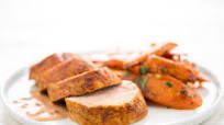 Blackened Pork Tenderloin in Adobo Cream with garlic cilantro carrots Blackened Pork Tenderloin in Adobo Cream with garlic cilantro carrots