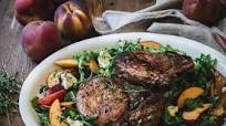 Skillet Balsamic Pork Chops with Peach and Gorgonzola Salad Skillet Balsamic Pork Chops with Peach and Gorgonzola Salad