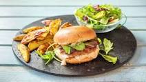 Juicy Apple Pork Burgers with Rosemary Potatoes and Green Salad Juicy Apple Pork Burgers with Rosemary Potatoes and Green Salad