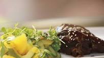 SWEET SOY-BRAISED BEEF CHEEKS with Mango Salad SWEET SOY-BRAISED BEEF CHEEKS with Mango Salad