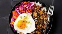 Teriyaki Pork Rice Bowl with Gingered Eggplant and Slaw Teriyaki Pork Rice Bowl with Gingered Eggplant and Slaw