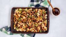 Sheet-Pan Korean BBQ Cauliflower with Shiitakes, Bok Choy and Cashews Recipe Sheet-Pan Korean BBQ Cauliflower with Shiitakes, Bok Choy and Cashews Recipe