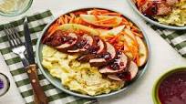 Sweet 'N' Smoky Pork Tenderloin with Apple Carrot Slaw, Mashed Potatoes, and Cherry Sauce Sweet 'N' Smoky Pork Tenderloin with Apple Carrot Slaw, Mashed Potatoes, and Cherry Sauce