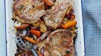 Pork chop, root veg and apple traybake Pork chop, root veg and apple traybake