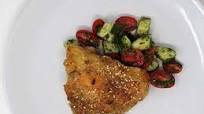 Tahini Chicken Thighs with Tomato Cucumber Salad Tahini Chicken Thighs with Tomato Cucumber Salad