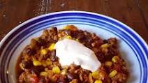 Ground Pork, Bacon and Black Bean Chili with Spicy Lime Sour Cream Ground Pork, Bacon and Black Bean Chili with Spicy Lime Sour Cream