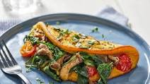 Chickpea Omelets With Mushrooms, Spinach and Tomato Chickpea Omelets With Mushrooms, Spinach and Tomato