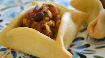 Sfeeha: Middle Eastern Lamb and Pine Nut Pies with Tzatziki Sfeeha: Middle Eastern Lamb and Pine Nut Pies with Tzatziki