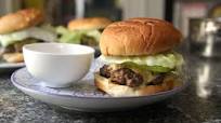 Salt and Pepper Burgers with Poblano Cheese Sauce and Pears Salt and Pepper Burgers with Poblano Cheese Sauce and Pears