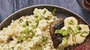 Beef Tenderloin in a Mustard Sauce over Truffled Couscous Beef Tenderloin in a Mustard Sauce over Truffled Couscous