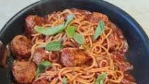 Pork and veal meatballs in spaghetti Pork and veal meatballs in spaghetti