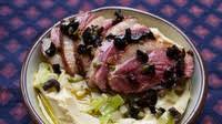 Hummus with Pan-Seared Duck, Leeks, and Tapenade Hummus with Pan-Seared Duck, Leeks, and Tapenade