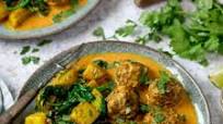 Beef Kofta with Saag Aloo Beef Kofta with Saag Aloo