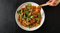 Flat Hand-Pulled Noodles (Biang Biang Mian) with Chili Oil Vinaigrette Flat Hand-Pulled Noodles (Biang Biang Mian) with Chili Oil Vinaigrette