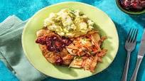 Sweet 'N' Smoky Pork Chops with Apple Carrot Slaw, Mashed Potatoes, and Cherry Sauce Sweet 'N' Smoky Pork Chops with Apple Carrot Slaw, Mashed Potatoes, and Cherry Sauce