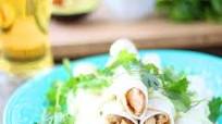 Baked Chipotle Chicken Flautas with Avocado Garlic Sour Cream Baked Chipotle Chicken Flautas with Avocado Garlic Sour Cream