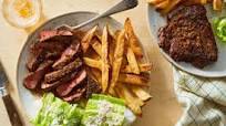 Pan-Roasted Steak & French Fries with Caesar Wedge Salad & Buttery Pan Sauce Pan-Roasted Steak & French Fries with Caesar Wedge Salad & Buttery Pan Sauce