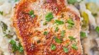 Baked Pork Chops with Rice Asparagus and Mushrooms Baked Pork Chops with Rice Asparagus and Mushrooms