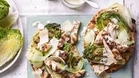 Grilled chicken Caesar salad with herby flatbreads Grilled chicken Caesar salad with herby flatbreads