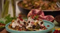 Receta de tostadas de carne molida y ensalada con nogada Receta de tostadas de carne molida y ensalada con nogada