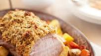 Roast loin of pork with rosemary & thyme crust Roast loin of pork with rosemary & thyme crust