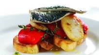 Grilled sardines on toasted focaccia bread Grilled sardines on toasted focaccia bread