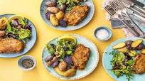 Maple and Mustard-Glazed Pork Chops with Roasted Potatoes and a Cranberry and Pine Nut Salad Maple and Mustard-Glazed Pork Chops with Roasted Potatoes and a Cranberry and Pine Nut Salad