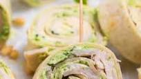 Pesto Turkey Pinwheels with Smoked Provolone Pesto Turkey Pinwheels with Smoked Provolone