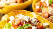 Baked Pesto Spaghetti Squash with Chicken Recipe Baked Pesto Spaghetti Squash with Chicken Recipe