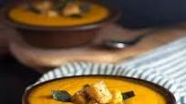 Smoky Chipotle Sweet Potato Soup with Polenta Croutons and Toasted Sage Leaves Smoky Chipotle Sweet Potato Soup with Polenta Croutons and Toasted Sage Leaves