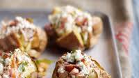 Speedy jacket potatoes with crispy bacon and salmon Speedy jacket potatoes with crispy bacon and salmon