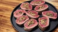 Stuffed Venison Backstrap with Walnut, Sage & Cremini Mushroom Stuffed Venison Backstrap with Walnut, Sage & Cremini Mushroom