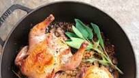 One-Pot Cornish Game Hens with Mushroom-Barley Pilaf One-Pot Cornish Game Hens with Mushroom-Barley Pilaf