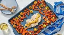 Sheet Pan Pork Roast with Roasted Vegetables & Fig-Dijon Sauce Sheet Pan Pork Roast with Roasted Vegetables & Fig-Dijon Sauce