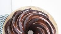 Chocolate and soured cream bundt cake with ganache topping Chocolate and soured cream bundt cake with ganache topping