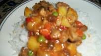 Diced pork with potato, carrots and peas Diced pork with potato, carrots and peas