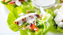 Honey Dijon Chicken and Hummus Lettuce Wraps Honey Dijon Chicken and Hummus Lettuce Wraps