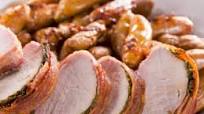 Bacon-Wrapped Pork Roast with Potatoes and Onions Bacon-Wrapped Pork Roast with Potatoes and Onions