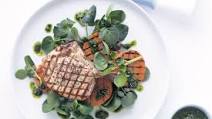 Barbecue pork cutlets with salsa verde Barbecue pork cutlets with salsa verde