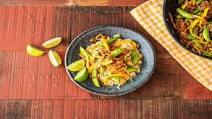 Wholesome Hoisin Veggie Stir-Fry with Snap Peas and Yellow Bell Pepper over Brown Rice Wholesome Hoisin Veggie Stir-Fry with Snap Peas and Yellow Bell Pepper over Brown Rice