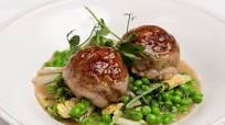Ale-braised mutton and kidney faggots with peas, lettuce and mint Ale-braised mutton and kidney faggots with peas, lettuce and mint