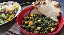 Palak Paneer with Naan Bread & Kachumber Salad Palak Paneer with Naan Bread & Kachumber Salad