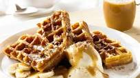 Banana Pecan and Caramel with Coconut Ice Cream Waffle Banana Pecan and Caramel with Coconut Ice Cream Waffle