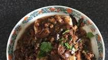 Steam tofu with fried dry mushroom and minced pork Steam tofu with fried dry mushroom and minced pork