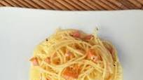 Spaghetti with smoked trout carbonara Spaghetti with smoked trout carbonara