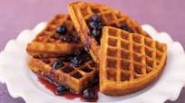 Sweet-potato waffles with blueberry syrup Sweet-potato waffles with blueberry syrup