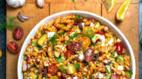 Greek Pasta Salad with Sun Dried Tomato Vinaigrette. Greek Pasta Salad with Sun Dried Tomato Vinaigrette.