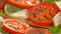 Open-Faced Tomato, Mozzarella and Basil Sandwich Open-Faced Tomato, Mozzarella and Basil Sandwich
