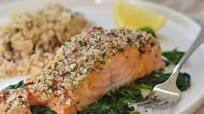 Baked Salmon with Honey Mustard and Pecan Panko Crust Baked Salmon with Honey Mustard and Pecan Panko Crust