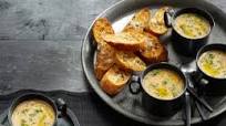 Roasted Garlic Soup with Asiago Crostini Roasted Garlic Soup with Asiago Crostini